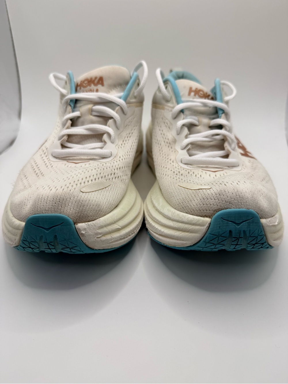 HOKA Bondi 8 Rose Gold White Womens‎ Running Walking Athletic Sneakers Size 8.5 - Picture 7 of 16